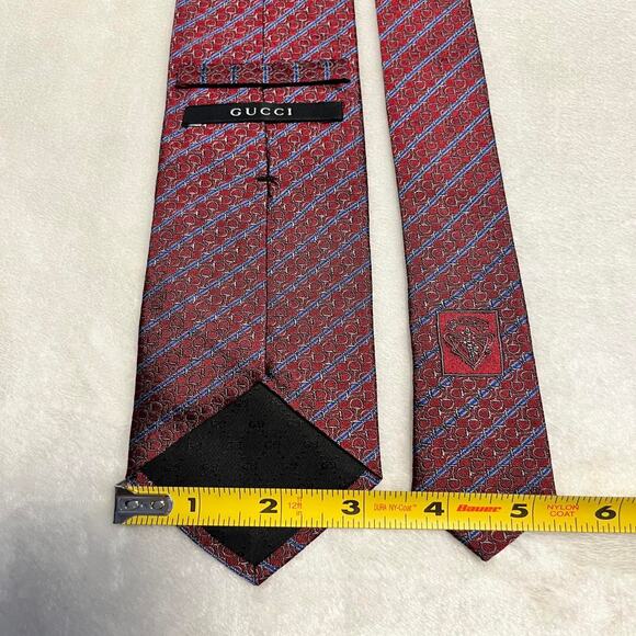 Gucci Classic Silk Tie Horse Bits Links Monogram Red Blue Purple 58"x3.25" Flex - Picture 6 of 6
